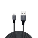 Fonex Micro USB Extra tugev tekstiil kattega kaabel, 2A, 3m, must