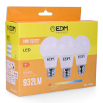 EDM Pack of 3 LED bulbs F 10 W E27 810 Lm Ø 6x10,8cm (3200 K)