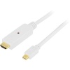 DELTACO videokaabel Mini DisplayPort-HDMI, Male-Male, 2.0m, valge