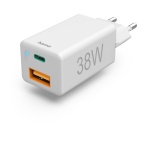 Hama laadija Quick Charger USB-C 38W USB-C PD, USB-A QC, valge 201640