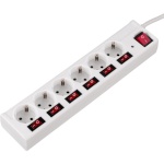 Hama pikendusjuhe Socket Line 6-fold valge turnable, single switchable