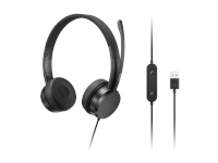 Lenovo kõrvaklapid USB-A Stereo Headset with Control Box Built-in mikrofon, must, Wired, On-Ear