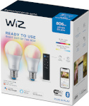 WiZ lambipirn, E27, RGBW, Wi-Fi, 806 lm, 2 lambipirni + kaugjuhtimispult